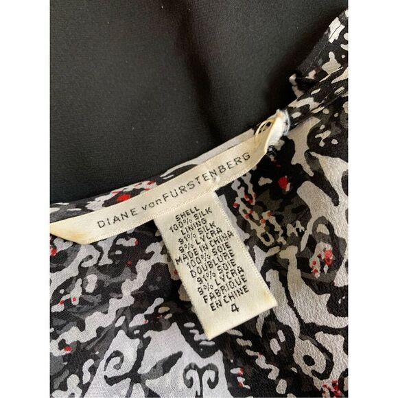 Diane Von Furstenberg Vinita Silk Floral Baby Doll Dress Black,‎ White Size 4 - Picture 6 of 12